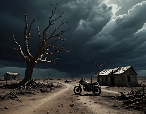 Mexican prairie landscape in thunderstorm mood