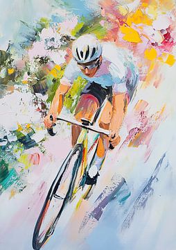 Cyclist Bicycle Movement Portrait Abstract Pastel