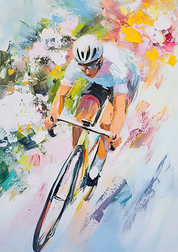 Fietser Fiets Beweging Portret Abstract Pastel