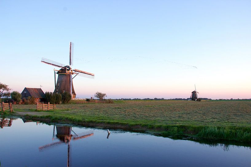 2 molens van de beroemde molenviergang van Aarlanderveen, een oerhollandse landschap. von jordan blaauw