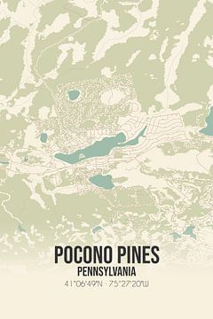 Vintage landkaart van Pocono Pines (Pennsylvania), USA. van Rezona