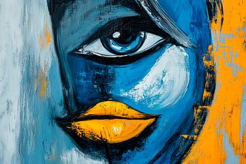 Blue-yellow half of the face with eye by Poster Art Shop