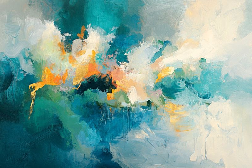 Abstrakte Farbsymphonie in Blaugrün von Poster Art Shop