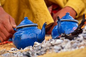 Sahara desert. Tuareg makes tea