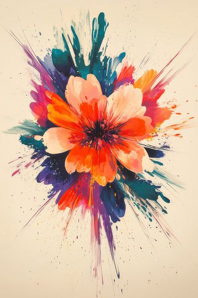 Explosie van Bloemkleuren Abstract Kunstwerk van Eva Lee