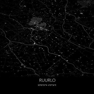 Zwart-witte landkaart van Ruurlo, Gelderland. van Rezona
