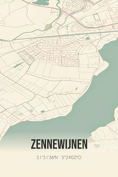 Vintage map of Zennewijnen (Gelderland) by Rezona