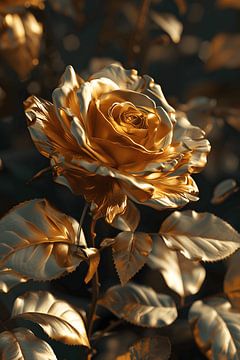 Golden rose petal close-up by MNS Designs