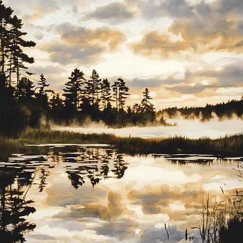 Serene Landscape with Trees and Water