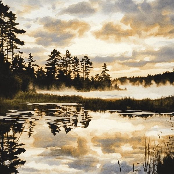 Serene Landscape with Trees and Water by Karina Brouwer