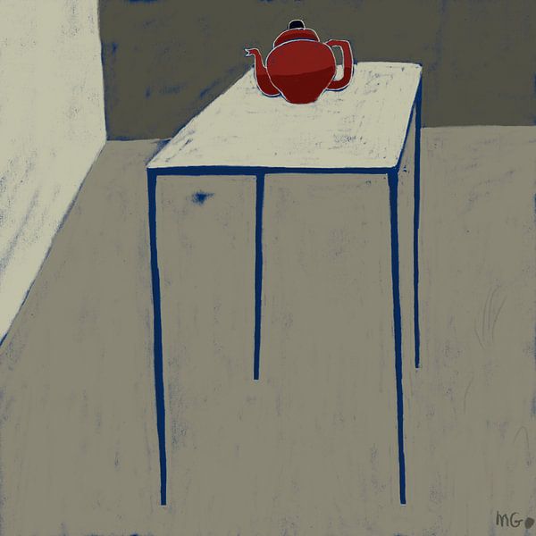 Thin blue table by Martin Groenhout