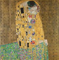 Inspiriert durch den Kuss von Gustav Klimt, in Dunkelbraun mit geometrischem Muster