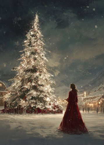 peinture abstraite arbre de noël avec dames sur hisam colours