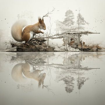 Eichhörncheninsel mit Spiegelung von Karina Brouwer