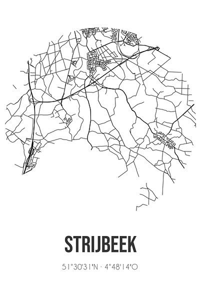 Strijbeek (Noord-Brabant) | Map | Black and White by Prints of Place