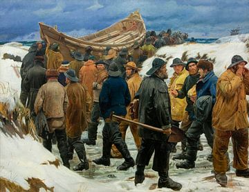 Das Rettungsboot wird durch die Dünen gebracht, Michael Ancher