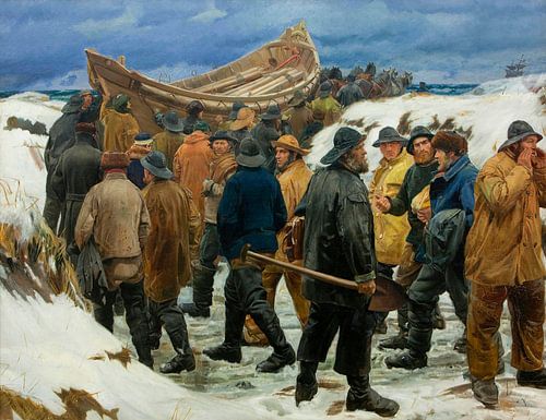 De reddingsboot wordt door de duinen genomen, Michael Ancher...