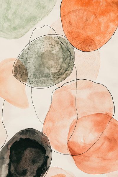 Zachte aquarelvormen in aardetinten van Poster Art Shop