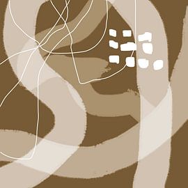 Abstrakte organische Linien und Formen in Gold und Braun Nr. 1_8 von Dina Dankers