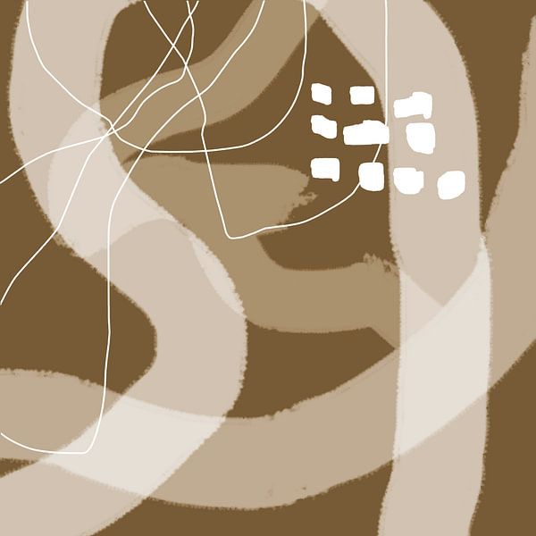 Abstract organic lines and shapes in gold and brown no. 1_8 by Dina Dankers