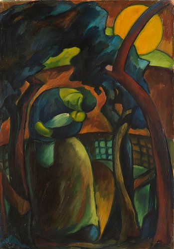 Moeder met kind onder bomen, 1910