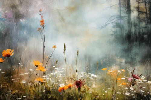 Landschaft mit Blumen "Altweibersommer"