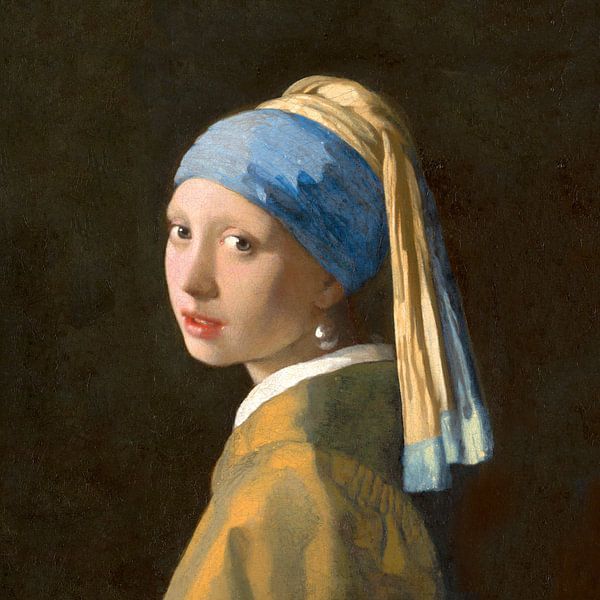 Meisje met de parel vierkant - Johannes Vermeer van Marieke de Koning
