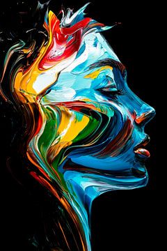 Colourful portrait of a woman - Abstract by Poster Art Shop