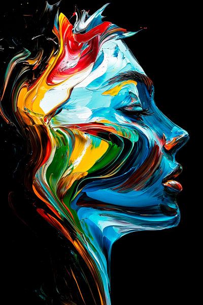Farbenfrohes Porträt einer Frau – Abstrakt von Poster Art Shop