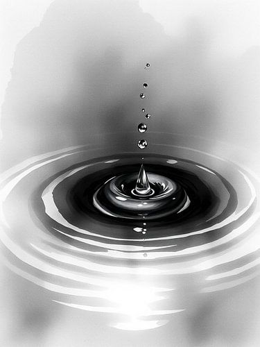 De hypnotiserende dans van een enkele druppel en rimpelingen