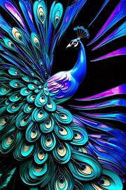 Kleurrijke abstracte pauwenveren kunst van Art & Soul Creations