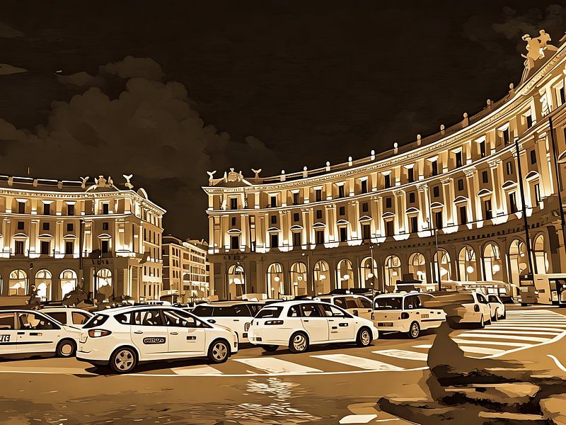 Rom Stadtplatz bei Nacht von Sergio Pazzano