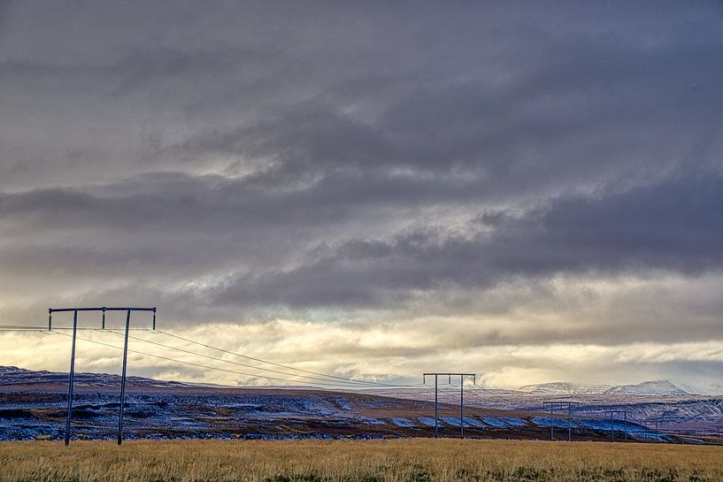 Power poles in Iceland's landscape by peterheinspictures