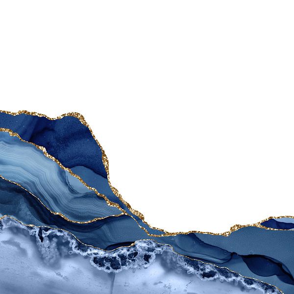 Marineblau &amp; Gold Achatstruktur 19 von Aloke Design
