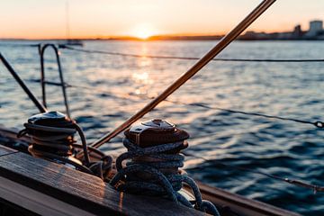 View of the North Sea and the coast from a sailing boat by Catrin Grabowski