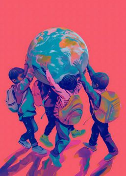 Children carrying the world by Andreas Magnusson