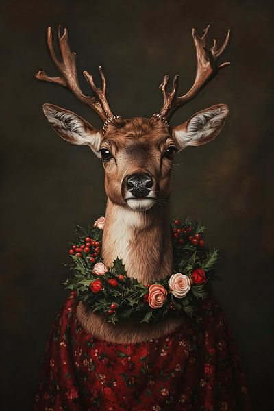 Schickes Weihnachtsporträt eines Rehs von But First Framing