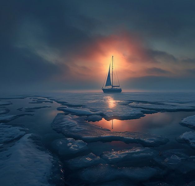 Eismeer von fernlichtsicht