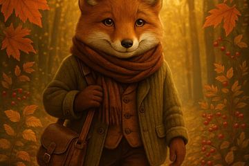 Friendly fox with autumn bag von Imperial Art House