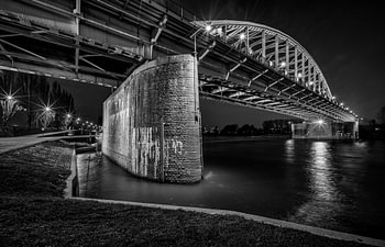 The Arnhem road bridge in black and white