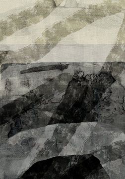Naar de nieuwe horizon. Minimalistisch landschap in neutrale kleuren. van Dina Dankers