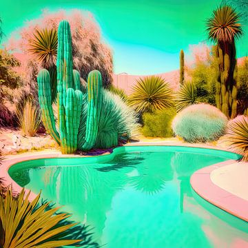 Zwembad in woestijn tuin van Vlindertuin-Art