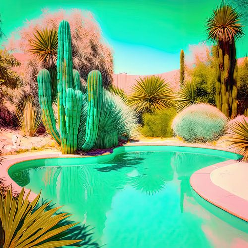 Zwembad in woestijn tuin