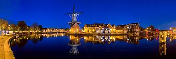 Panorama Mill The Adriaan in Haarlem at night by Anton de Zeeuw