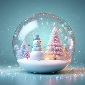 Schneemann in einer Weihnachtskugel