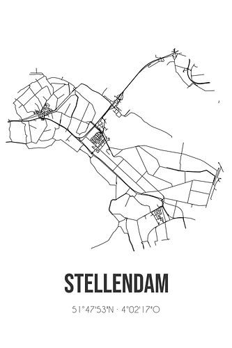 Stellendam (Süd-Holland) | Karte | Schwarz-Weiß