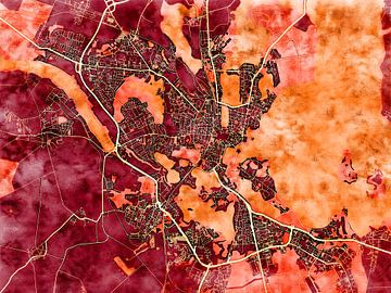 Kaart van Schwerin in de stijl 'Amber Autumn' van Maporia
