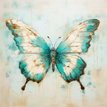 Vlinder in aqua blauw van Lauri Creates