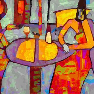 Deux femmes et une bouteille de vin sur Anna Marie de Klerk