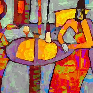 Twee dames en een wijnfles van Anna Marie de Klerk